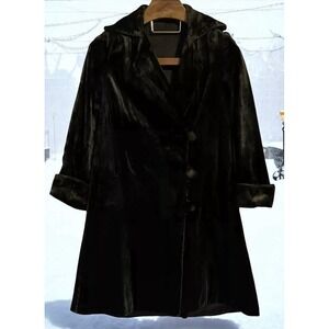 VTG Salts Esquimette 1920s Black Plush Velvet Silk Swing Coat Prohibition Mid L